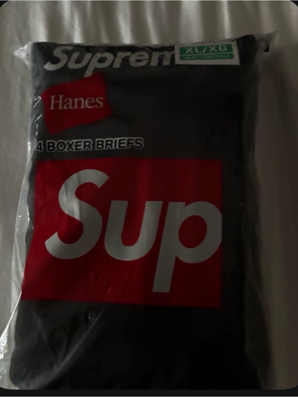 Hanes Black Boxer Briefs 4-Pack with Red Branding